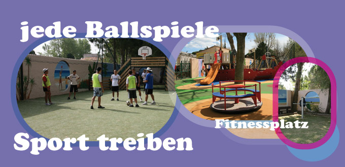 Faire du sport en extérieur, sur un espace fitness, jeux de ballons sur un terrain multisports (basket, football, hand ...)