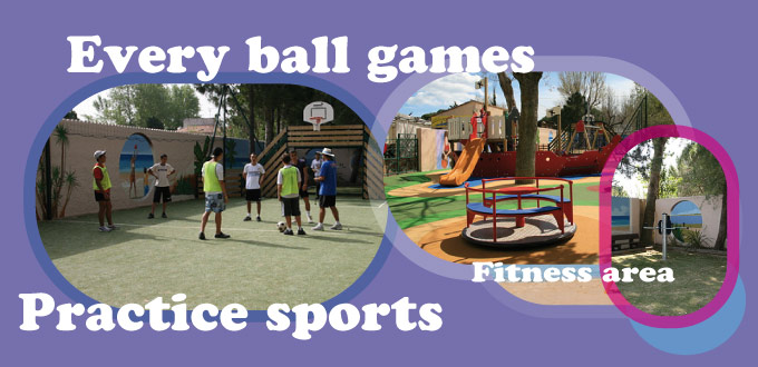 Faire du sport en extérieur, sur un espace fitness, jeux de ballons sur un terrain multisports (basket, football, hand ...)